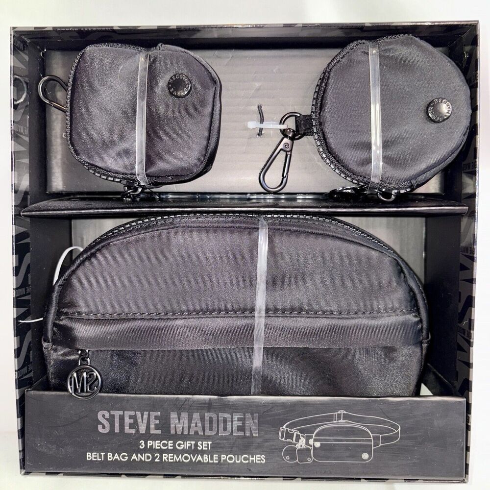 Steve Madden 3-Pc Gift Set Belt Bag + 2 Removable Pouches Coin Purse Earbud Case